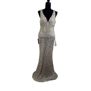 NWT Women's Mac Duggal Gold Sequin Mermaid Style, Size 10